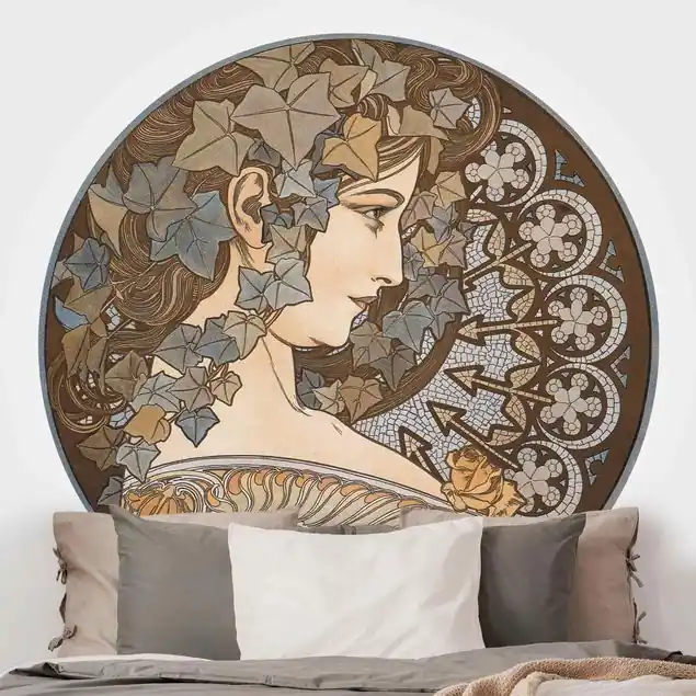 Alfons Mucha - Synthia                               Runde Fototapete Meistverkauft