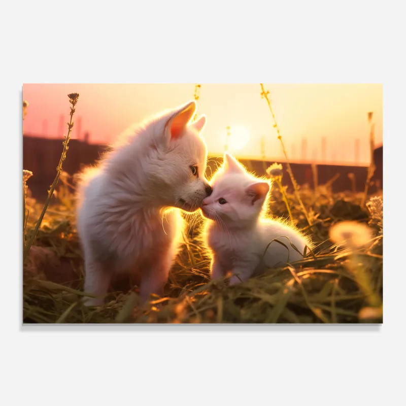 Wochenendangebot Küchenrückwand Glas White Cat And Puppy