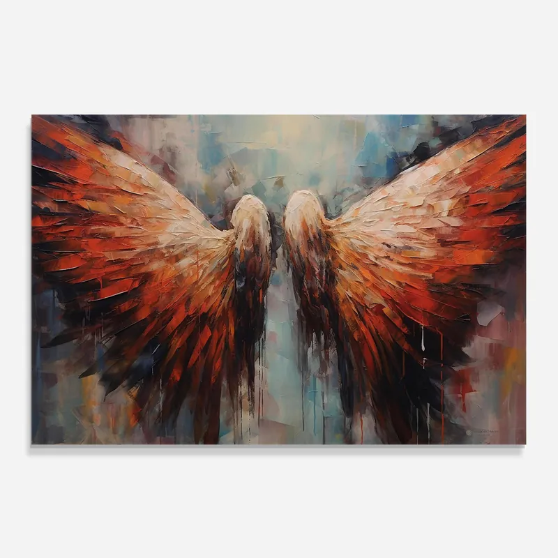 Aktuell Küchenrückwand Glas Red Cream Wings Art