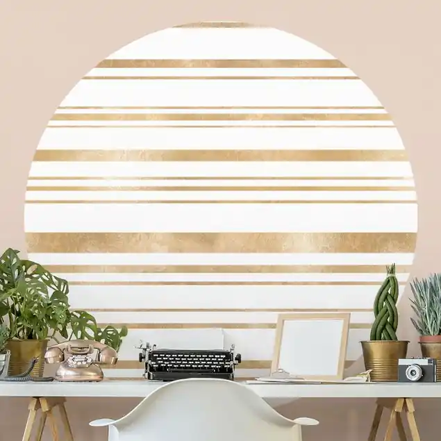 Angebot Goldene Glitzer Streifen Runde Mustertapete