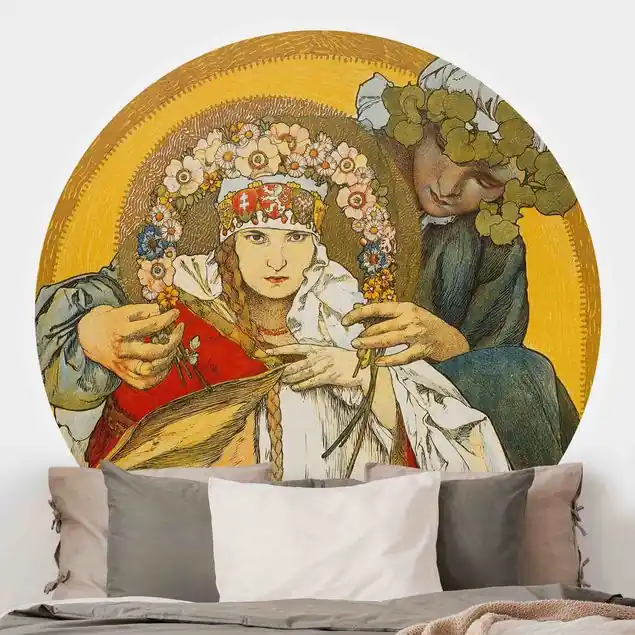 Alfons Mucha - Plakat Tschechoslowakischen Republik                               Runde Fototapete Knallerangebot