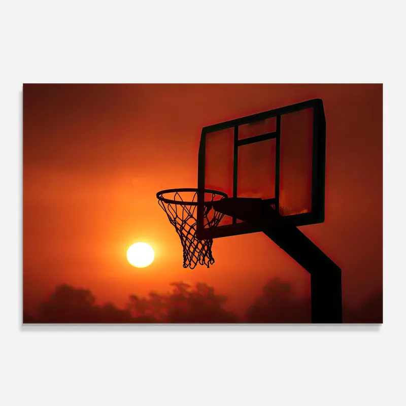 Zertifiziert Küchenrückwand Glas Sunset Basketball Hoop Silhouette