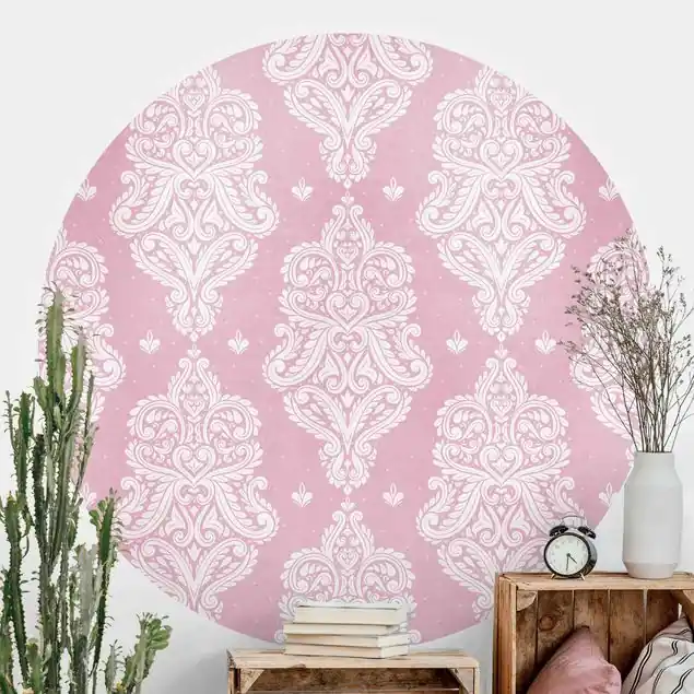 Aktuell Erdbeer Barock Rosa Runde Mustertapete