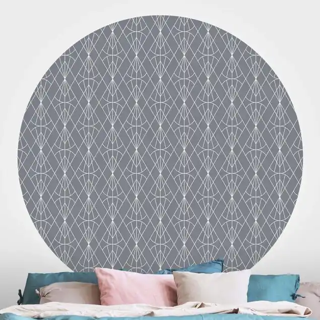 Angebot Art Deco Diamant Muster vor Grau XXL                               Runde Mustertapete