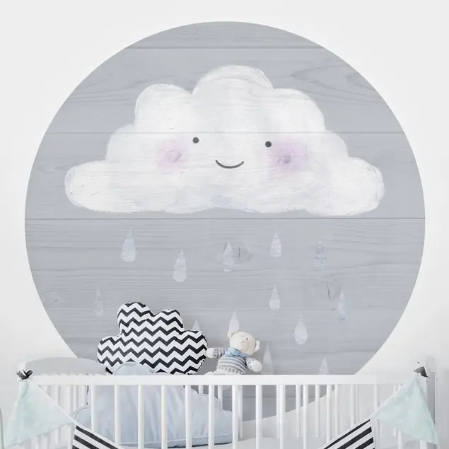 Wolke mit silbernen Regentropfen                               Runde Fototapete Heißes Angebot