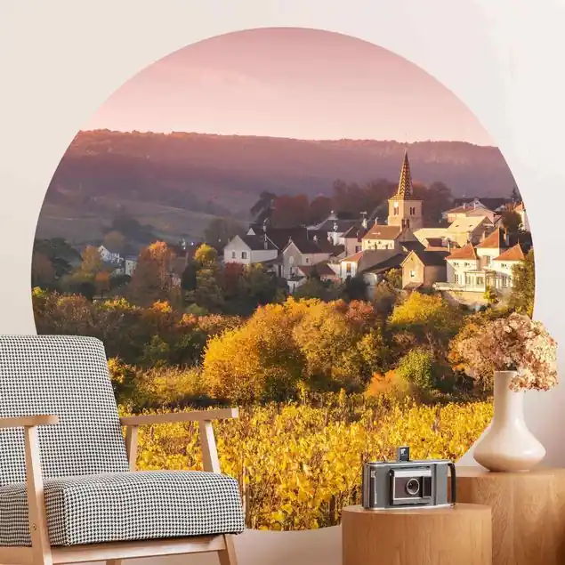 Weinberge in Frankreich Runde Fototapete Angebot