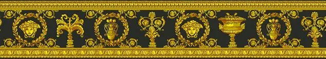Zertifiziert Versace wallpaper Versace 3 Vanitas in Gelb Metallic Schwarz - 343051 Metallic Mustertapete