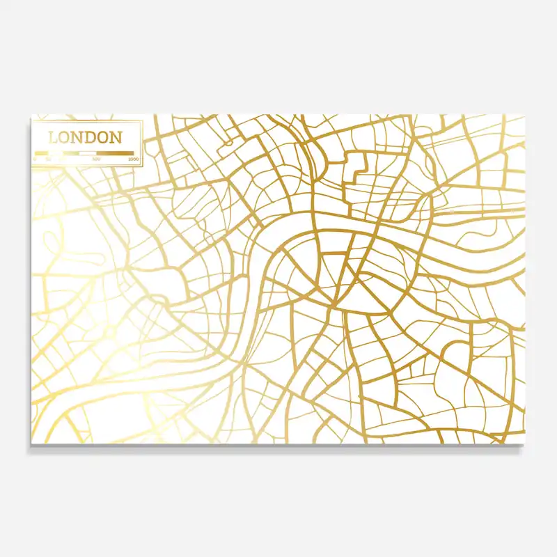 Abverkauf Küchenrückwand Glas London Gold Map