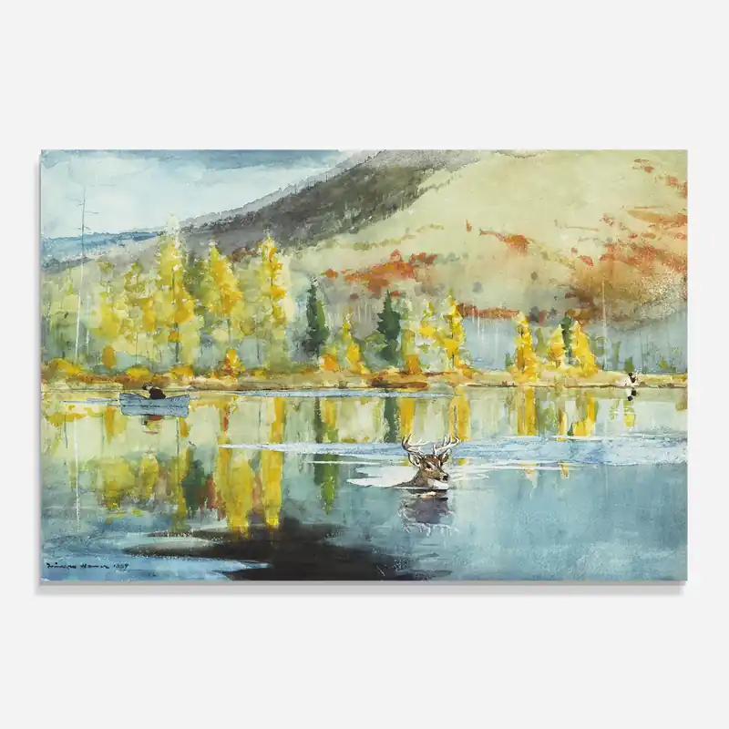 Aktuell Küchenrückwand Glas Trees Painting Lake
