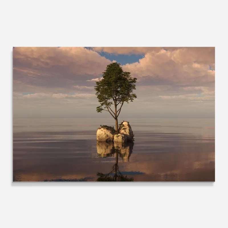 Wochenendangebot Küchenrückwand Glas Tree Island Lake