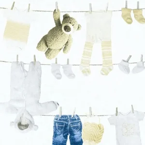 A.S. Création Little Stars in Blau Creme Weiß - 358441                               Mustertapete Top-Preis