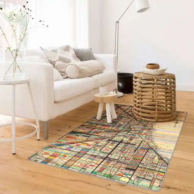 Aktuell Moderne Karte von Chicago Teppich