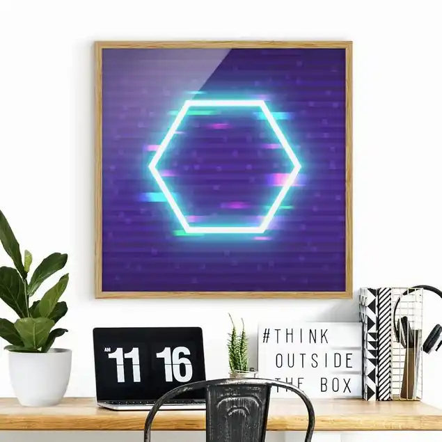 Wochenendangebot Geometrisches Hexagon in Neonfarben