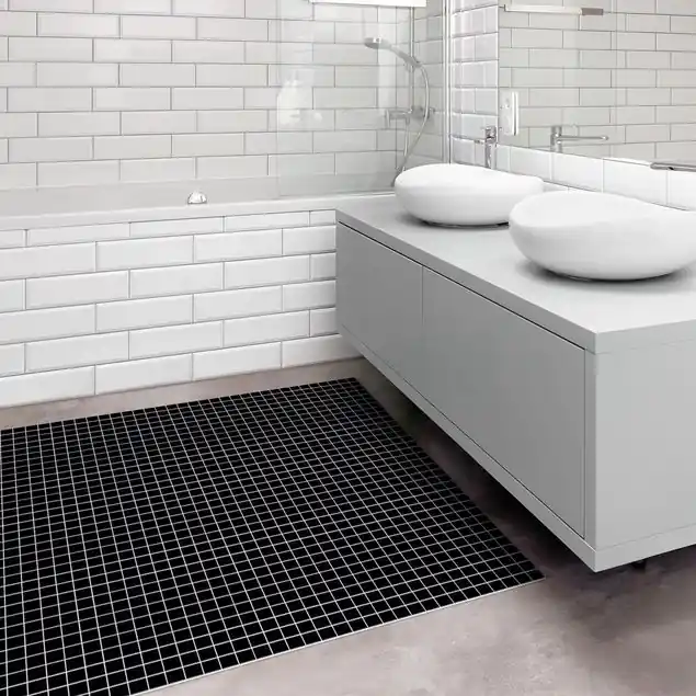 Zertifiziert Mosaikfliesen Schwarz Matt                               Vinylteppich