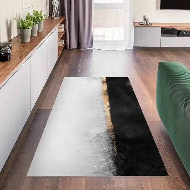 Abstrakter Goldener Horizont Schwarz Weiß                               Vinylteppich Meistverkauft