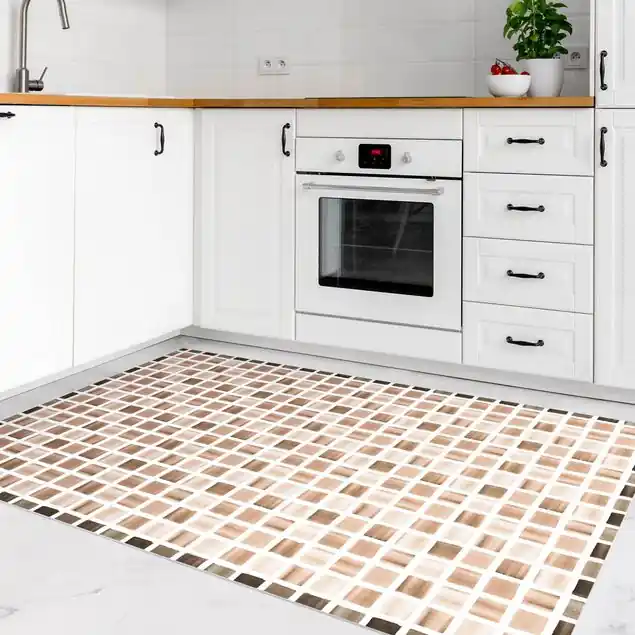 Aktuell Kaffeefarbenes Aquarellmosaik Vinylteppich