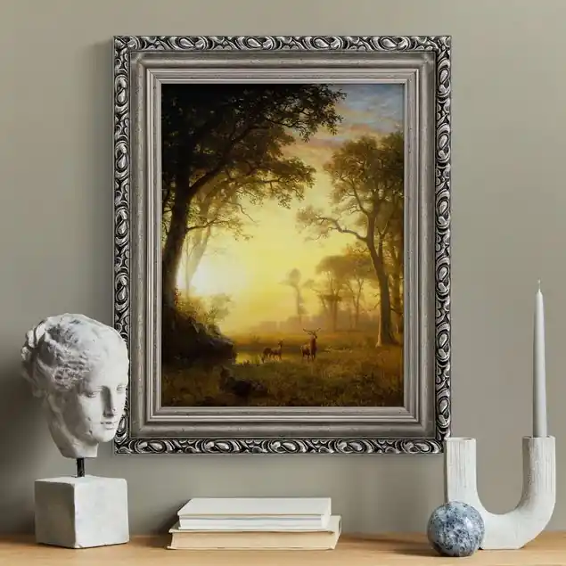 Albert Bierstadt - Sonnenbeschienene Lichtung Geprüft