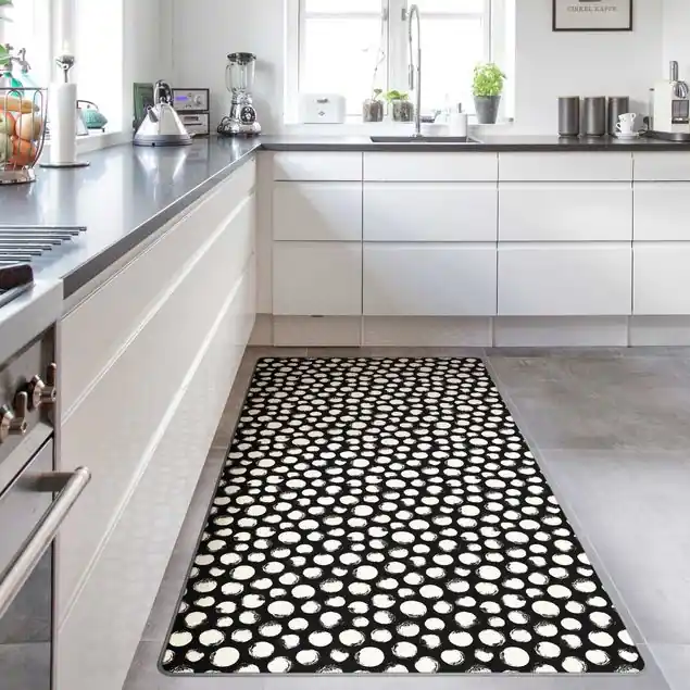 Weiße Tusche Polkadots auf Schwarz                               Teppich Mega-Angebot