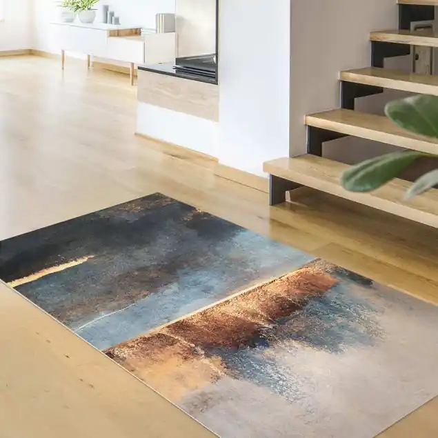 Abstraktes Seeufer in Gold                               Vinylteppich Preis Gesenkt
