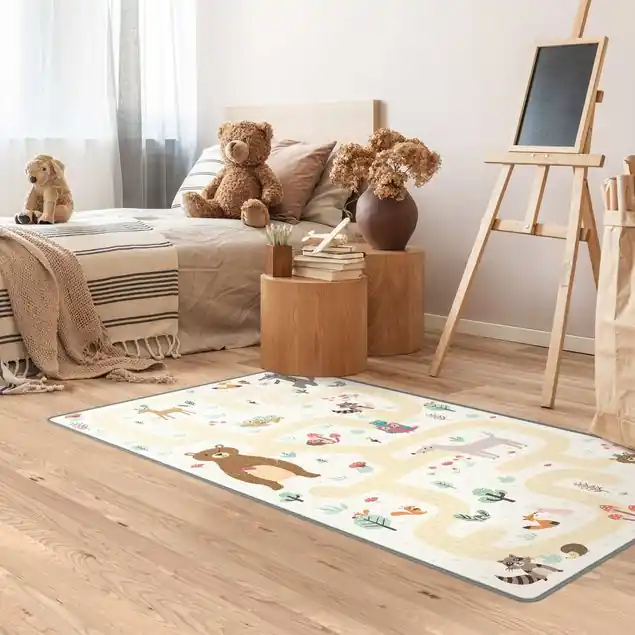 Aktuell Waldtiere - Freunde auf dem Waldweg Spielteppich
