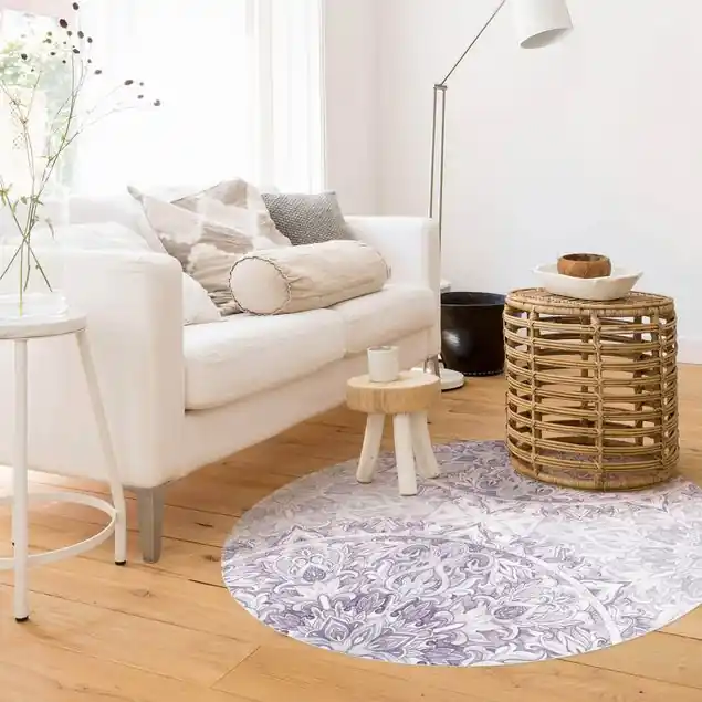 Angebot Mandala Aquarell Ornament violett Runder Vinyl-Teppich