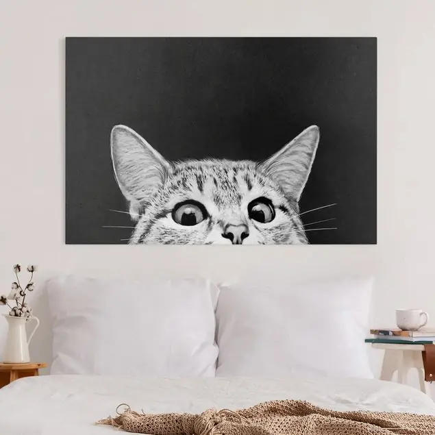 Angebot Illustration Katze Schwarz Weiß Zeichnung