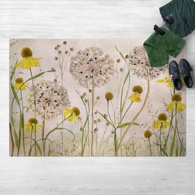 Allium und Helenium Illustration Kork-Teppich Zertifiziert