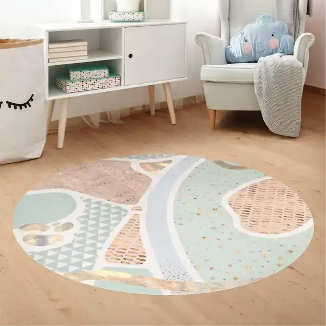 Angebot Abstrakte Seelandschaft Pastellmuster Runder Vinyl-Teppich