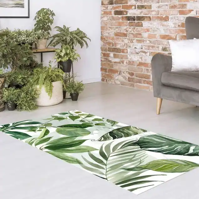 Wochenendangebot Aquarell Tropische Blätter und Ranken Vinylteppich