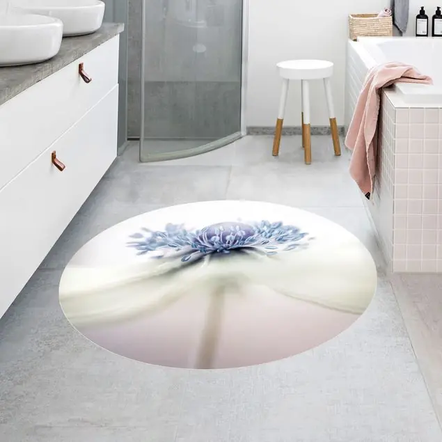 Anemone in Violett Runder Vinyl-Teppich Sichere Zahlung