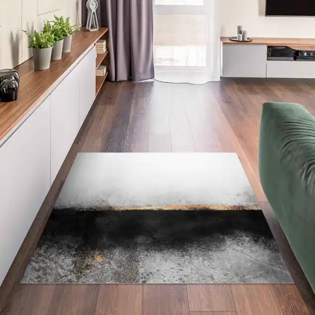 Abstrakter Goldener Horizont Schwarz Weiß                               Vinylteppich Bestpreis
