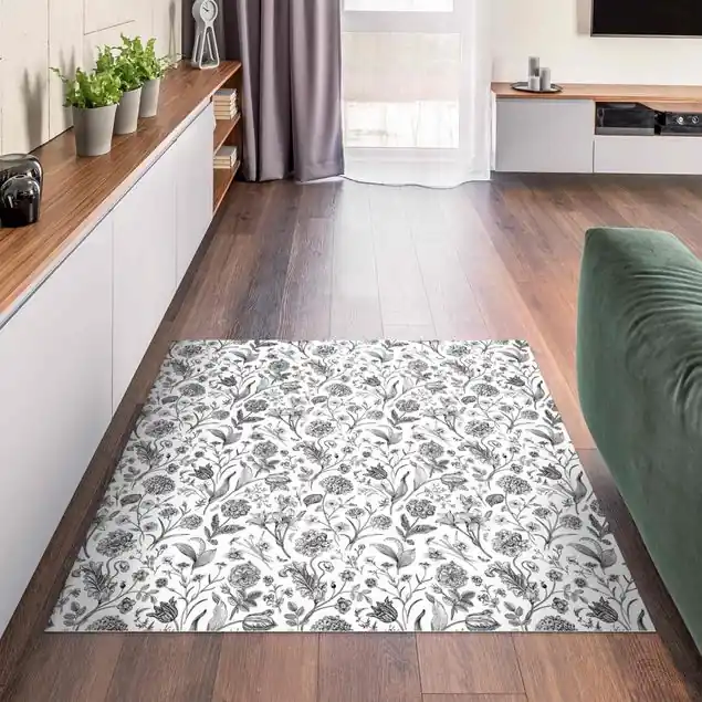 Angebot Blumentanz in Schwarz                               Vinylteppich