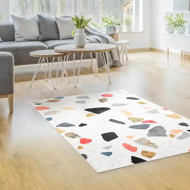 Weißer Terrazzo mit Goldsteinchen Vinylteppich Preis Gesenkt