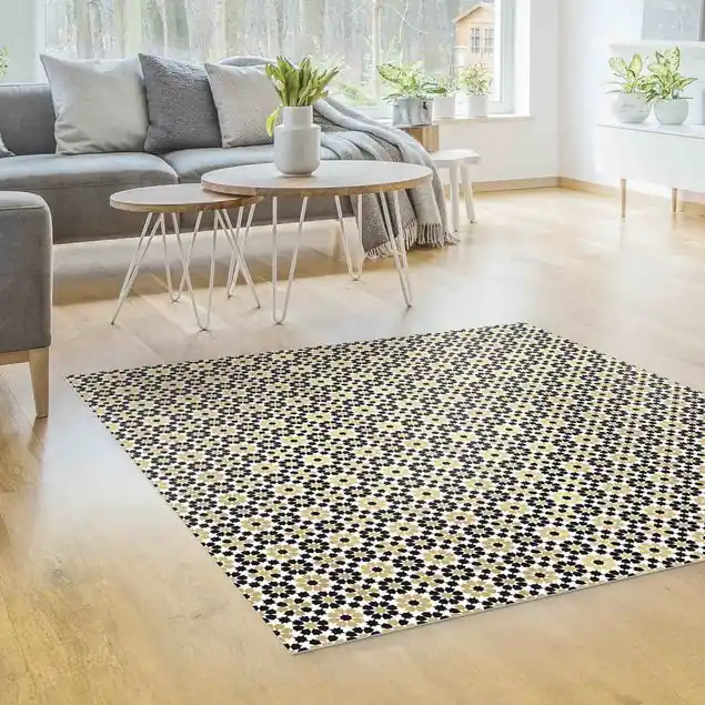 Aktuell Orientalisches Muster mit goldenen Blüten Vinylteppich