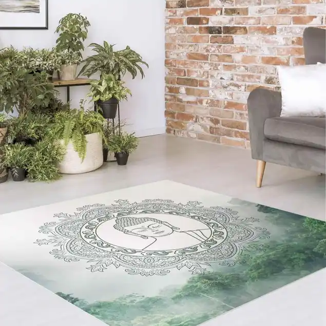 Abverkauf Buddha Mandala im Nebel                               Vinylteppich