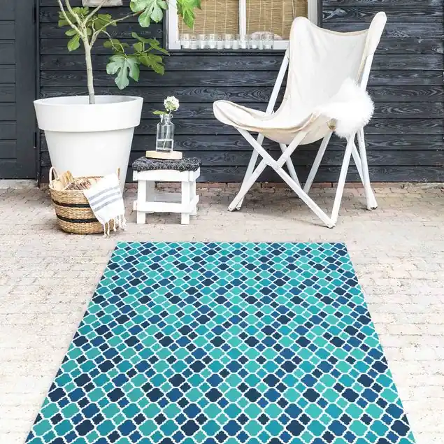 Angebot Orientalisches Muster mit türkisen Ornamenten Vinylteppich