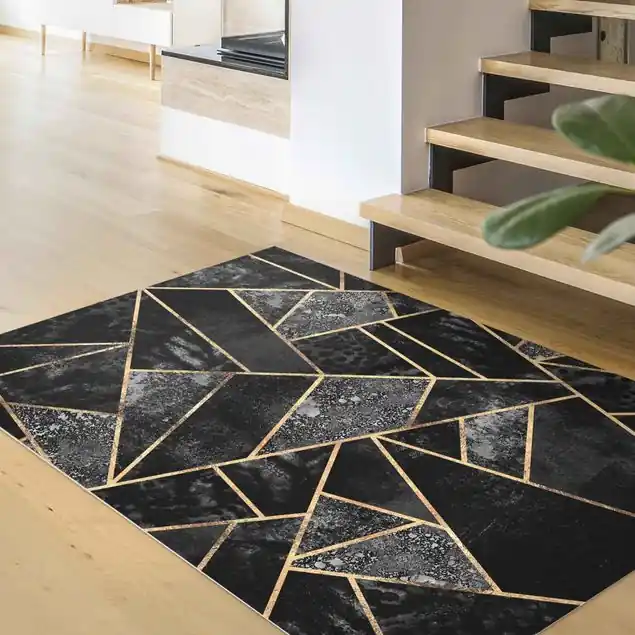 Aktuell Graue Dreiecke Gold                               Vinylteppich