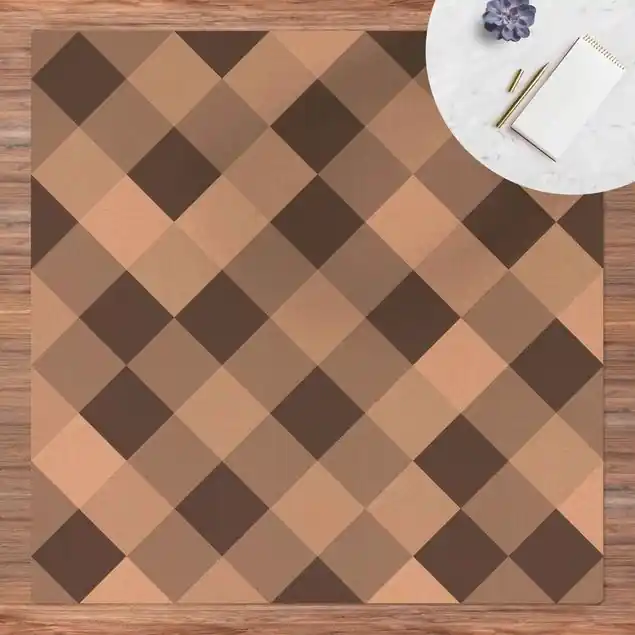 Angebot Geometrisches Muster gedrehtes Schachbrett Grau                               Kork-Teppich