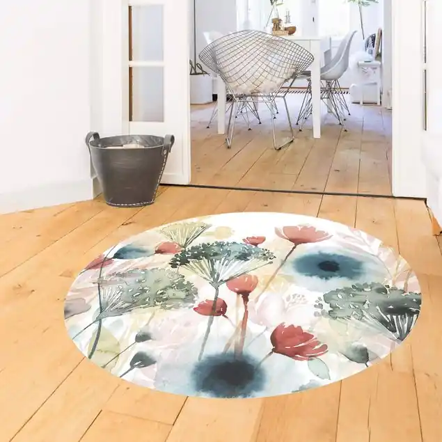 Wildblumen im Sommer I                               Runder Vinyl-Teppich Must-Have