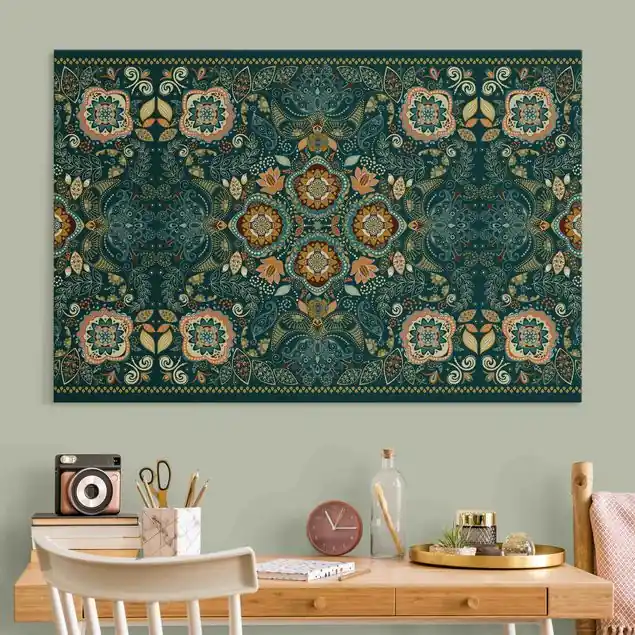 Zertifiziert Detailliertes Boho Muster in Grün