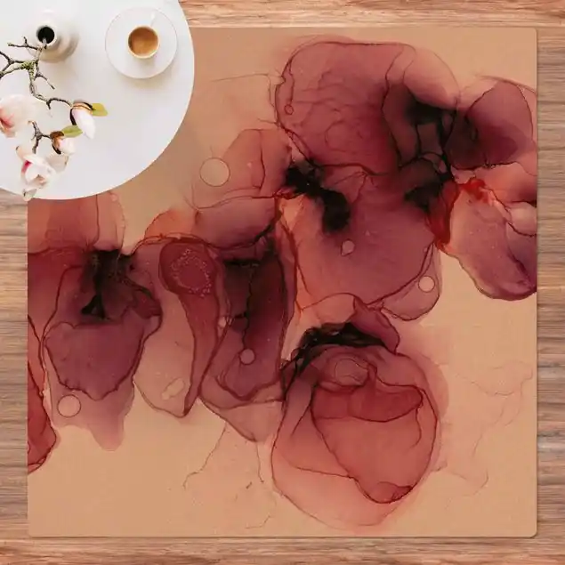 Wilde Blüten in Violett und Gold Kork-Teppich Wochenendangebot