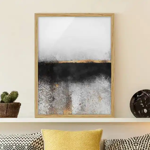 Abstrakter Goldener Horizont Schwarz Weiß Markenware