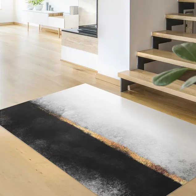 Abstrakter Goldener Horizont Schwarz Weiß                               Vinylteppich Nur Heute