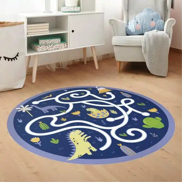 Abverkauf Dinosaurier - Dinomama sucht ihr Baby                               Runder Vinyl-Teppich