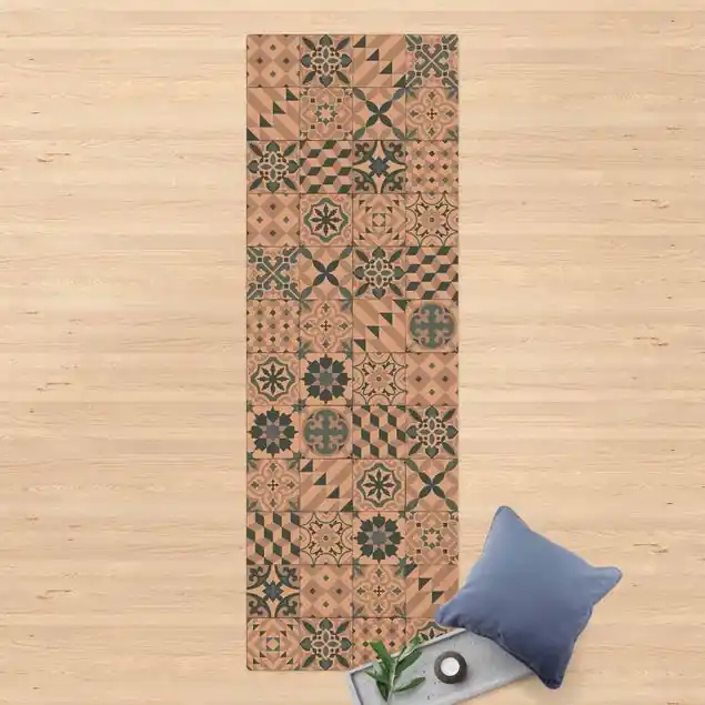Angebot Geometrischer Fliesenmix Blaugrau                               Kork-Teppich