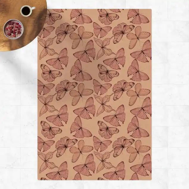 Zertifiziert Zarte Rosa Schmetterlinge Kork-Teppich