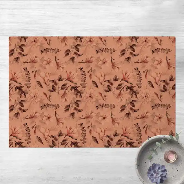 Zertifiziert Blüten mit Grauen Blättern vor Rosa                               Kork-Teppich
