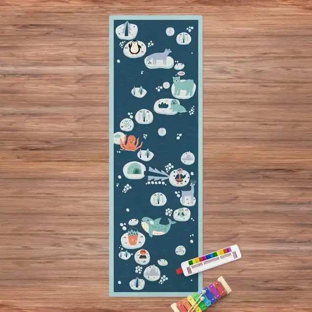 Antarktis - Eisbär Rudi möchte Fisch                               Kork-Spielteppich Markenprodukt