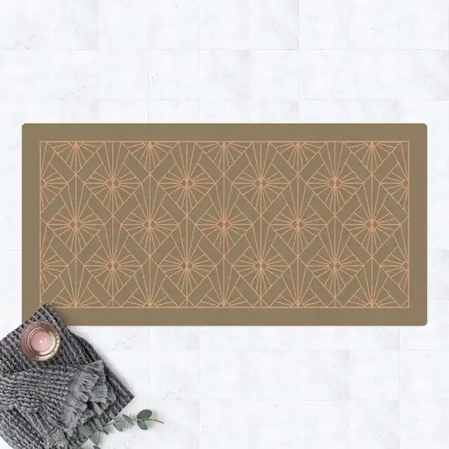Zertifiziert Art Deco Strahlen Muster mit Rahmen                               Kork-Teppich