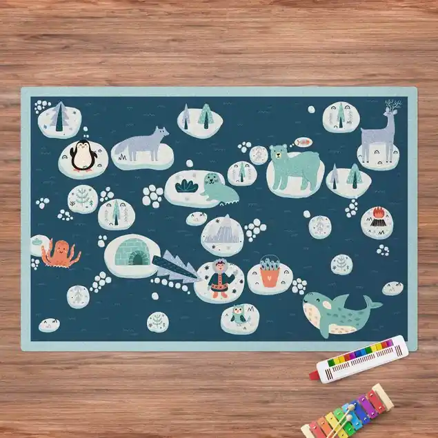 Antarktis - Eisbär Rudi möchte Fisch                               Kork-Spielteppich Neue Ware